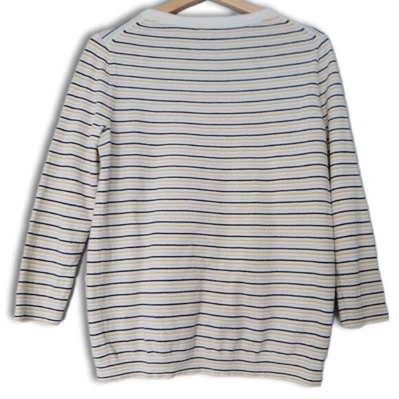 GAP 100% Cotton Fine Kit Crewneck Sweater Stripe Novelty XOXO Embroidery Sz M - Picture 10 of 16